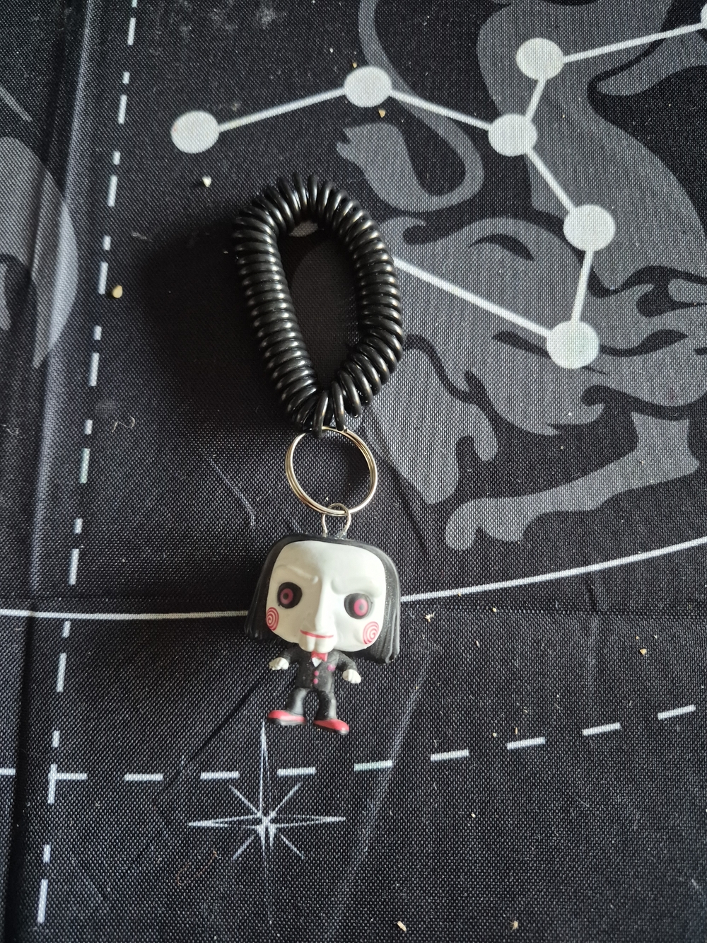 Saw Keychain Wrist Coil - Black, White, Red